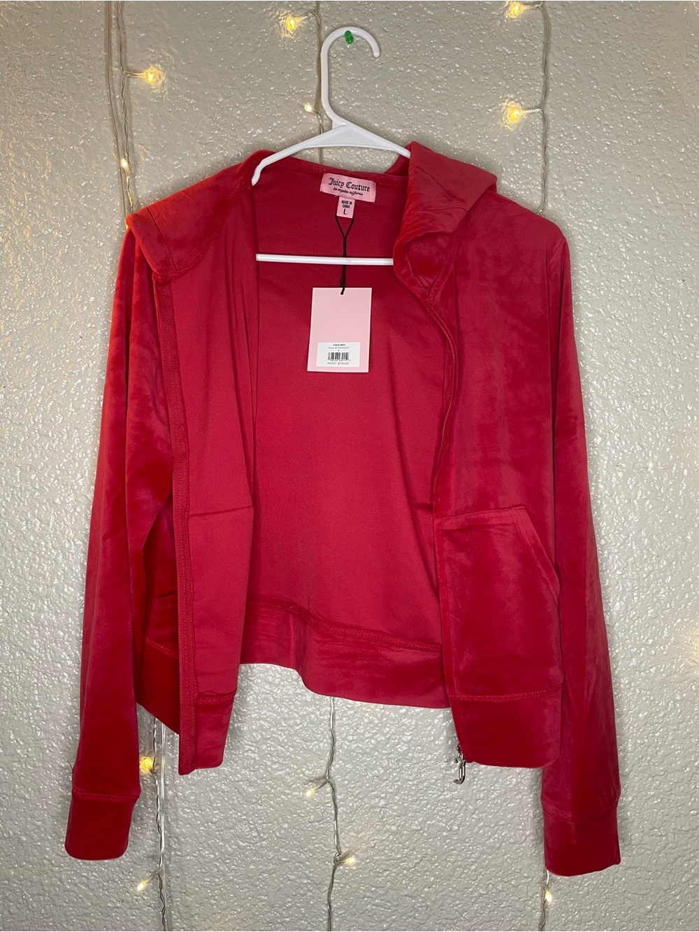 Y2K Juicy Couture Red Bomber Jacket with Hood